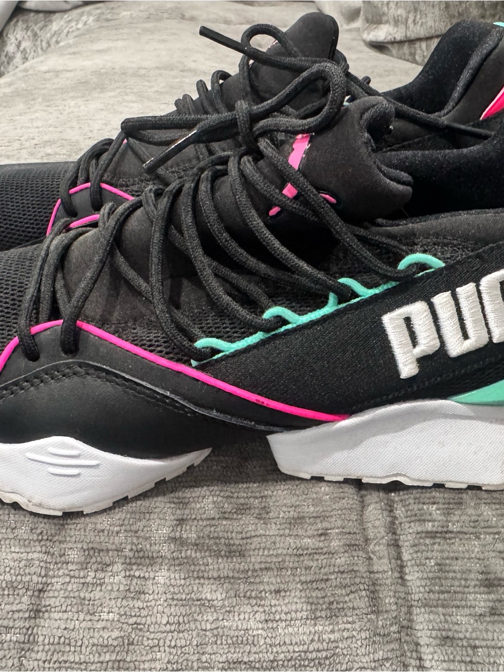 Puma Black Sneakers with Pink & Teal Accents - Women